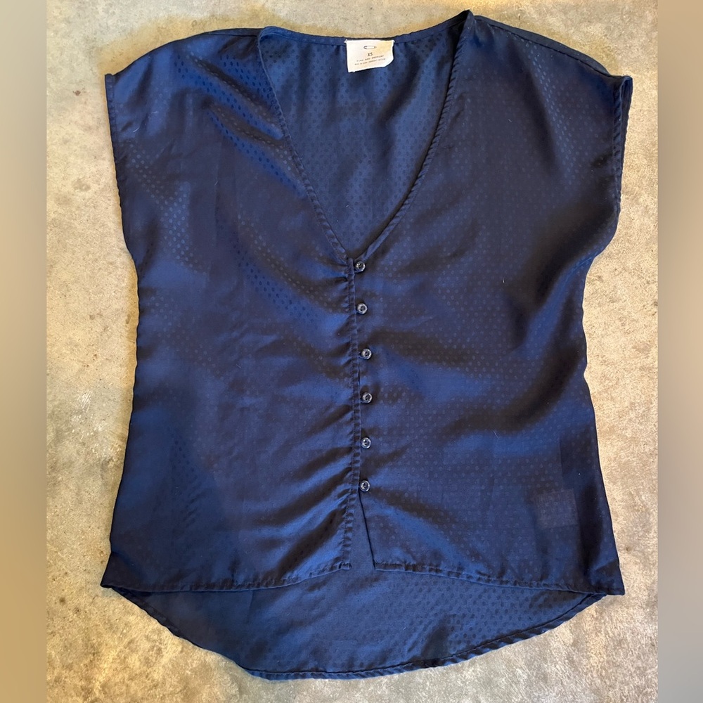Pins & Needles Navy Blue Polka Dot Blouse! So cute!